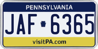 PA license plate JAF6365