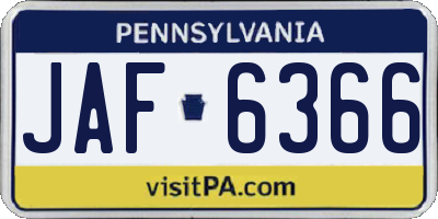PA license plate JAF6366