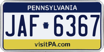 PA license plate JAF6367