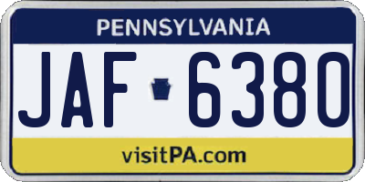 PA license plate JAF6380