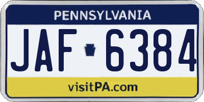 PA license plate JAF6384