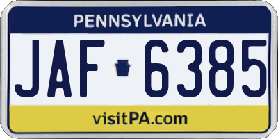 PA license plate JAF6385