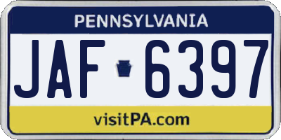 PA license plate JAF6397