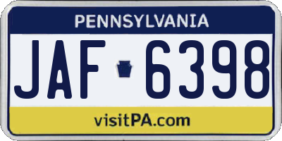 PA license plate JAF6398