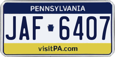PA license plate JAF6407