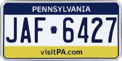 PA license plate JAF6427