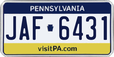 PA license plate JAF6431