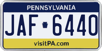 PA license plate JAF6440