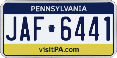 PA license plate JAF6441