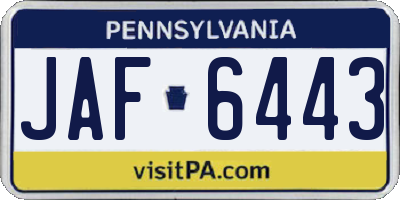 PA license plate JAF6443