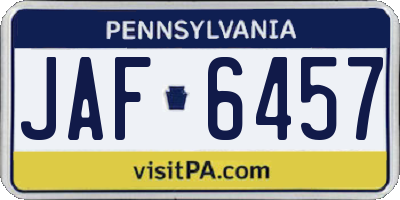PA license plate JAF6457