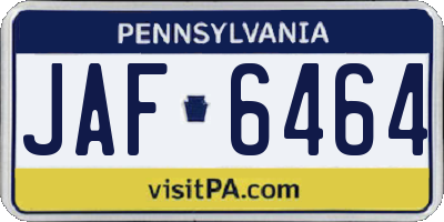 PA license plate JAF6464