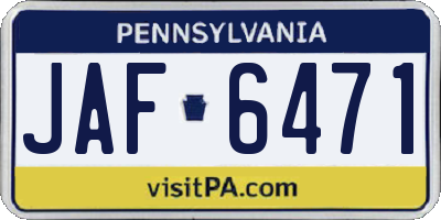 PA license plate JAF6471