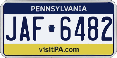 PA license plate JAF6482