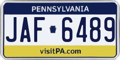 PA license plate JAF6489