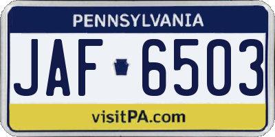 PA license plate JAF6503