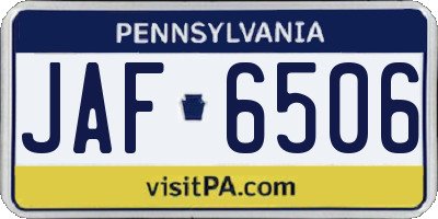 PA license plate JAF6506