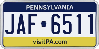 PA license plate JAF6511