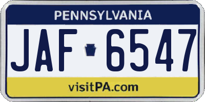 PA license plate JAF6547