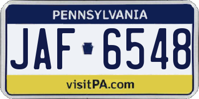 PA license plate JAF6548