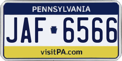 PA license plate JAF6566