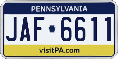 PA license plate JAF6611