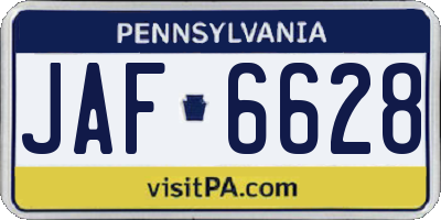 PA license plate JAF6628