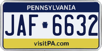 PA license plate JAF6632