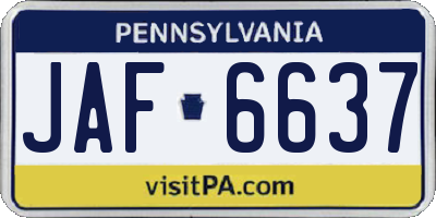 PA license plate JAF6637