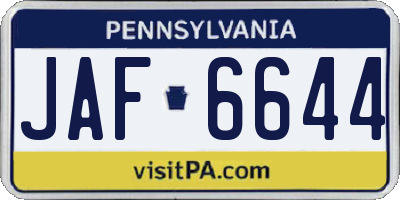 PA license plate JAF6644