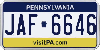 PA license plate JAF6646