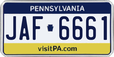 PA license plate JAF6661