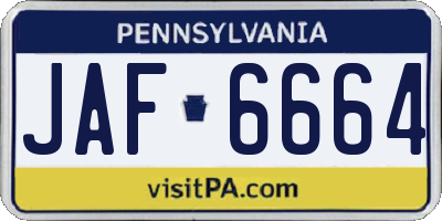 PA license plate JAF6664