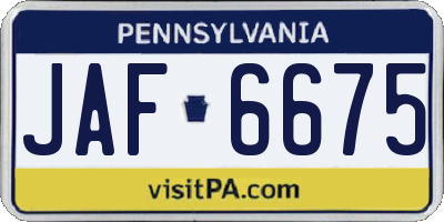 PA license plate JAF6675
