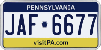 PA license plate JAF6677