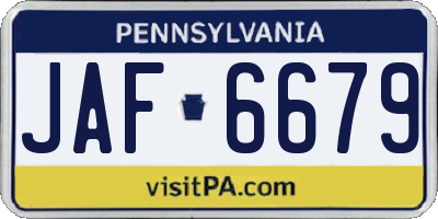 PA license plate JAF6679