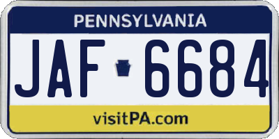 PA license plate JAF6684