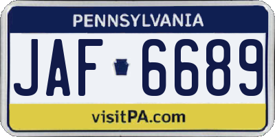 PA license plate JAF6689