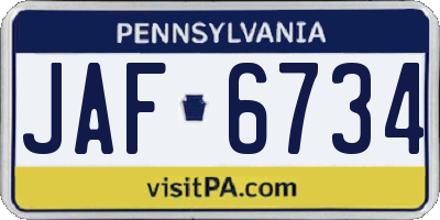 PA license plate JAF6734
