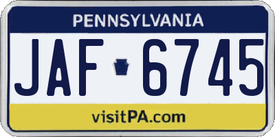 PA license plate JAF6745