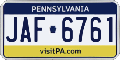 PA license plate JAF6761
