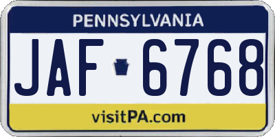 PA license plate JAF6768