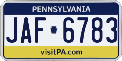 PA license plate JAF6783