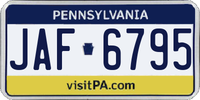 PA license plate JAF6795