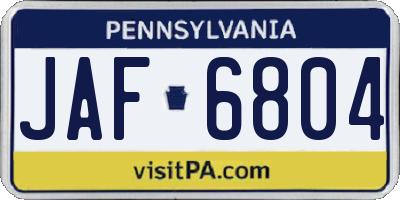 PA license plate JAF6804