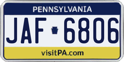 PA license plate JAF6806