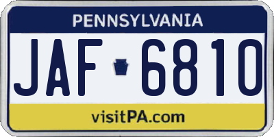 PA license plate JAF6810