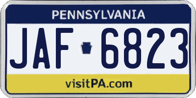 PA license plate JAF6823