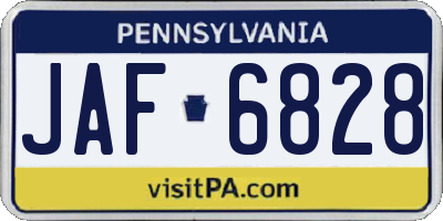 PA license plate JAF6828