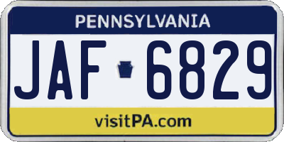 PA license plate JAF6829